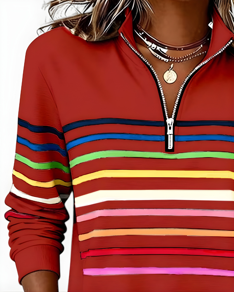 Raina | Striped Zip Hoodie