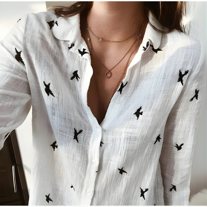 Leah | Cotton Long Sleeve Blouse