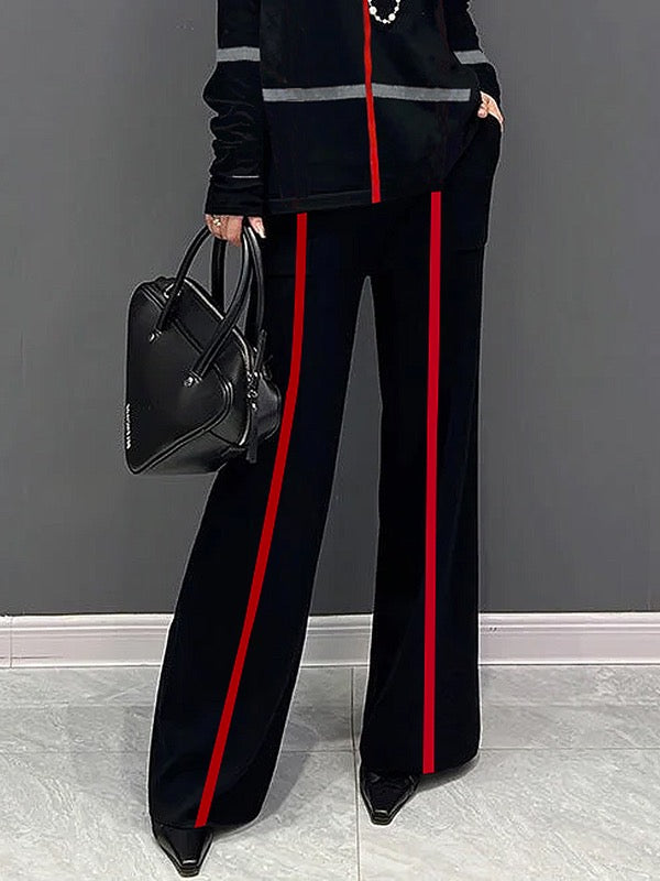 Striped Wide-Leg Relaxed Pants