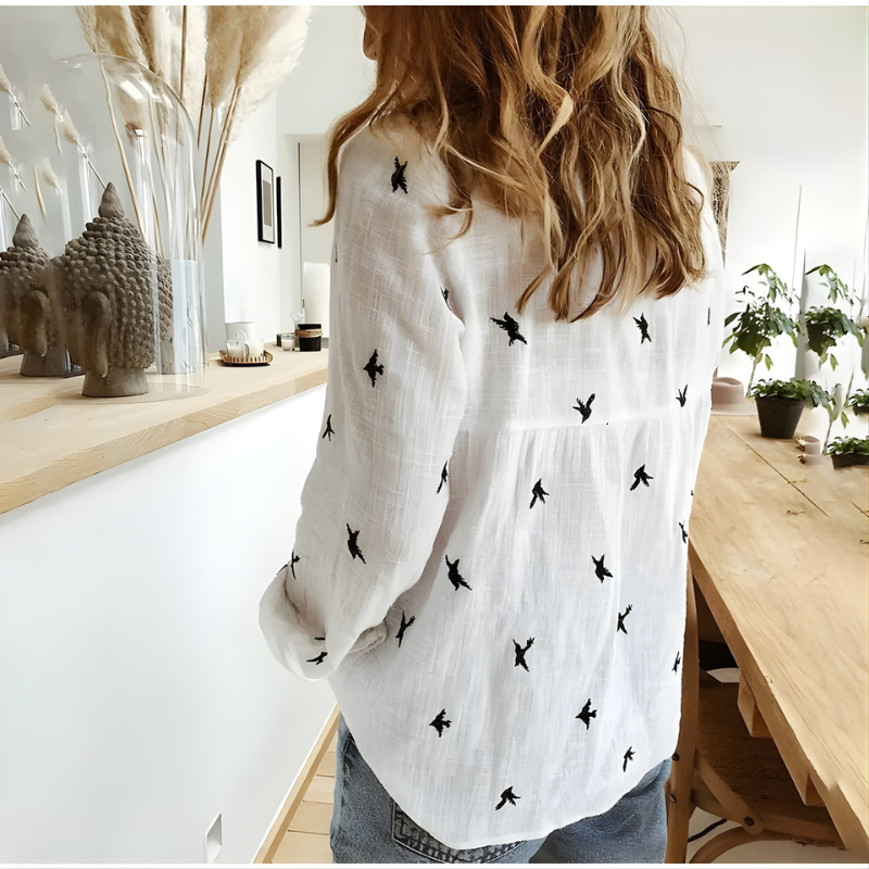 Leah | Cotton Long Sleeve Blouse