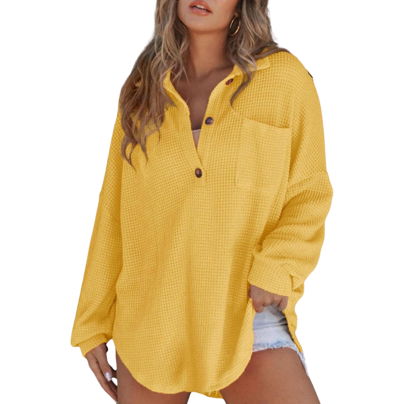 Nova | Lightweight Button V Neck Tunic Blouse
