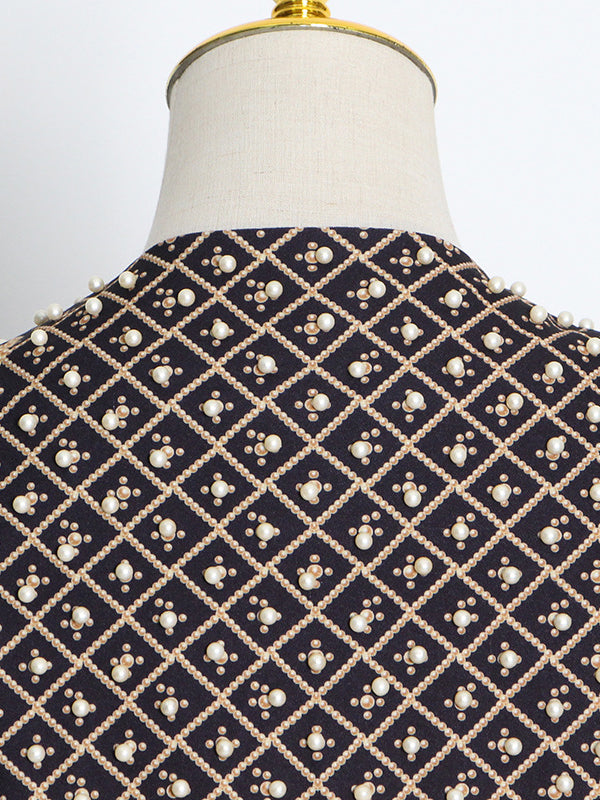 Printed V-Neck Long-Sleeve Relaxed Blazer