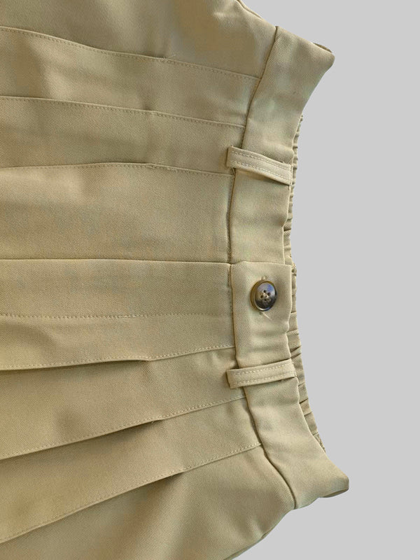 Wide-Leg High-Waist Pleated Pocket Belt