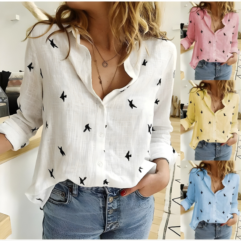 Leah | Cotton Long Sleeve Blouse