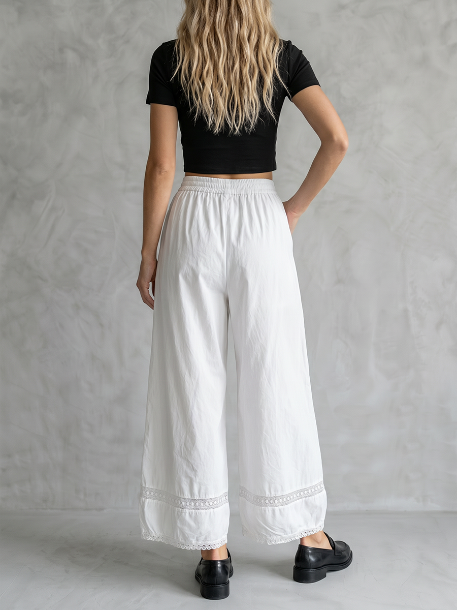 Wide-Leg High-Waist Drawstring Pocket Pants