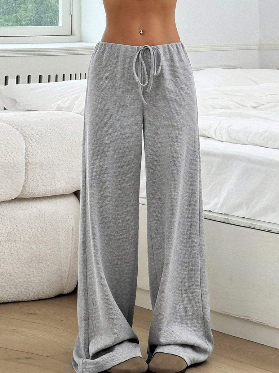 Striped High-Waist Drawstring Contrast Pants