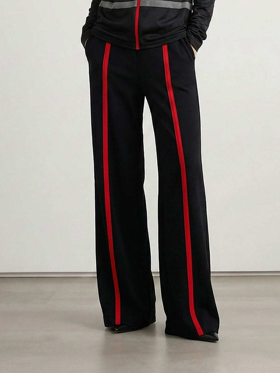 Striped Wide-Leg Relaxed Pants