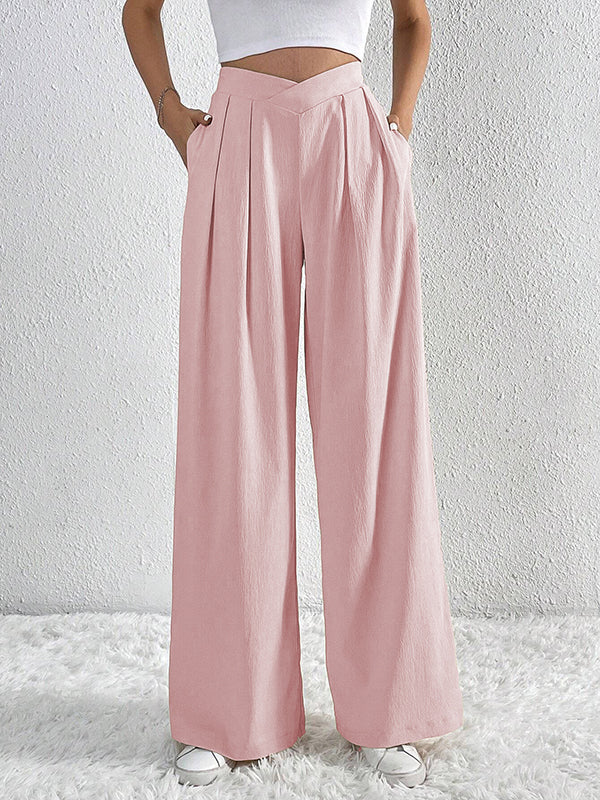 Wide-Leg Pleated Relaxed Pants