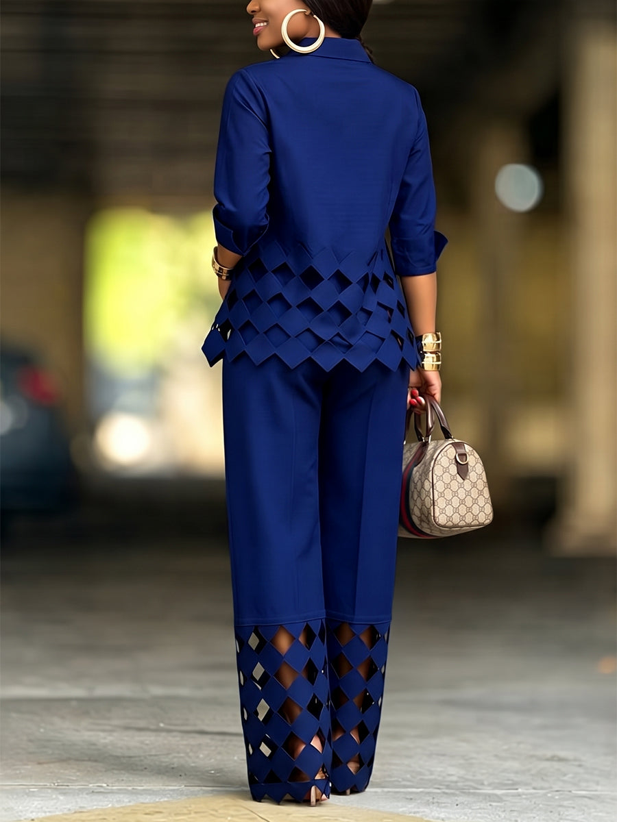 Wide-Leg Pocket Cut-Out Relaxed Pants