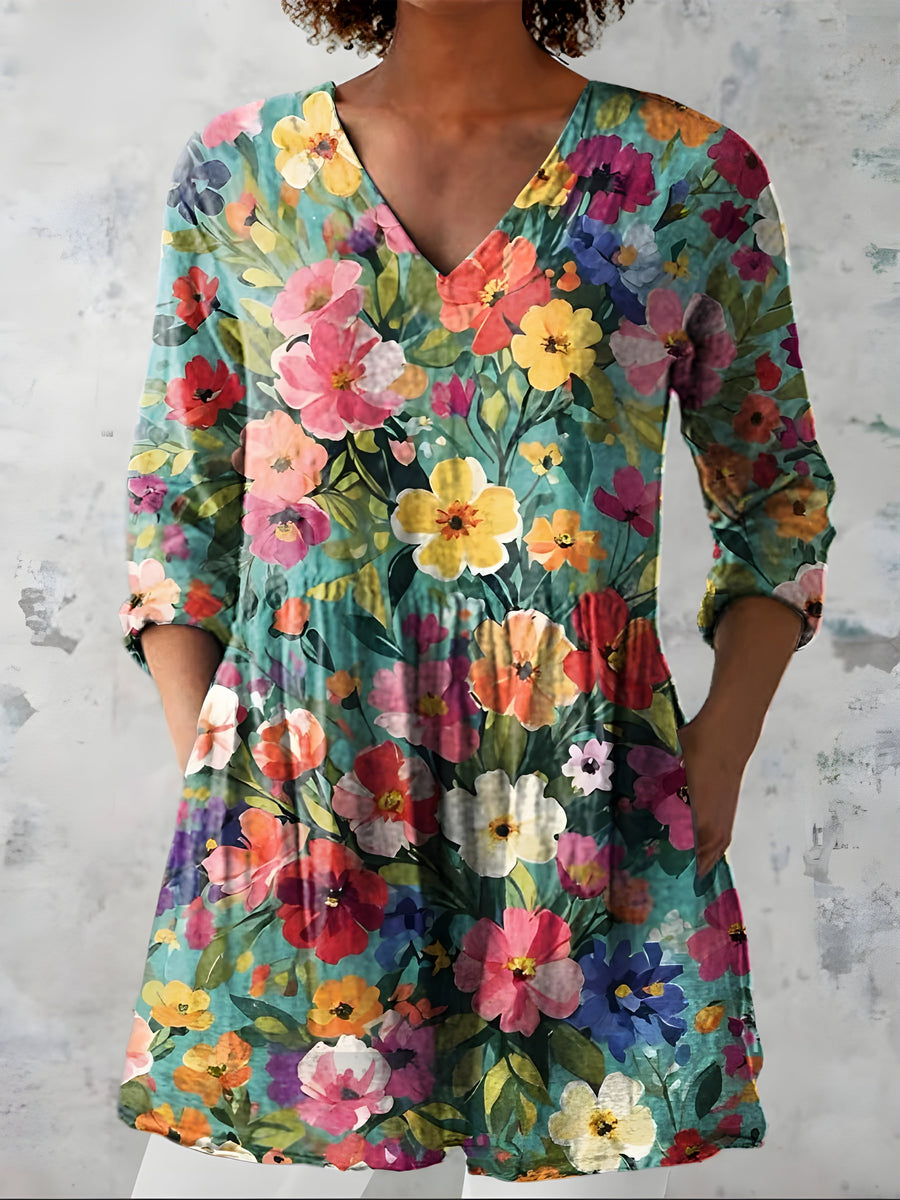 Angel | Long V-Neck Blouse