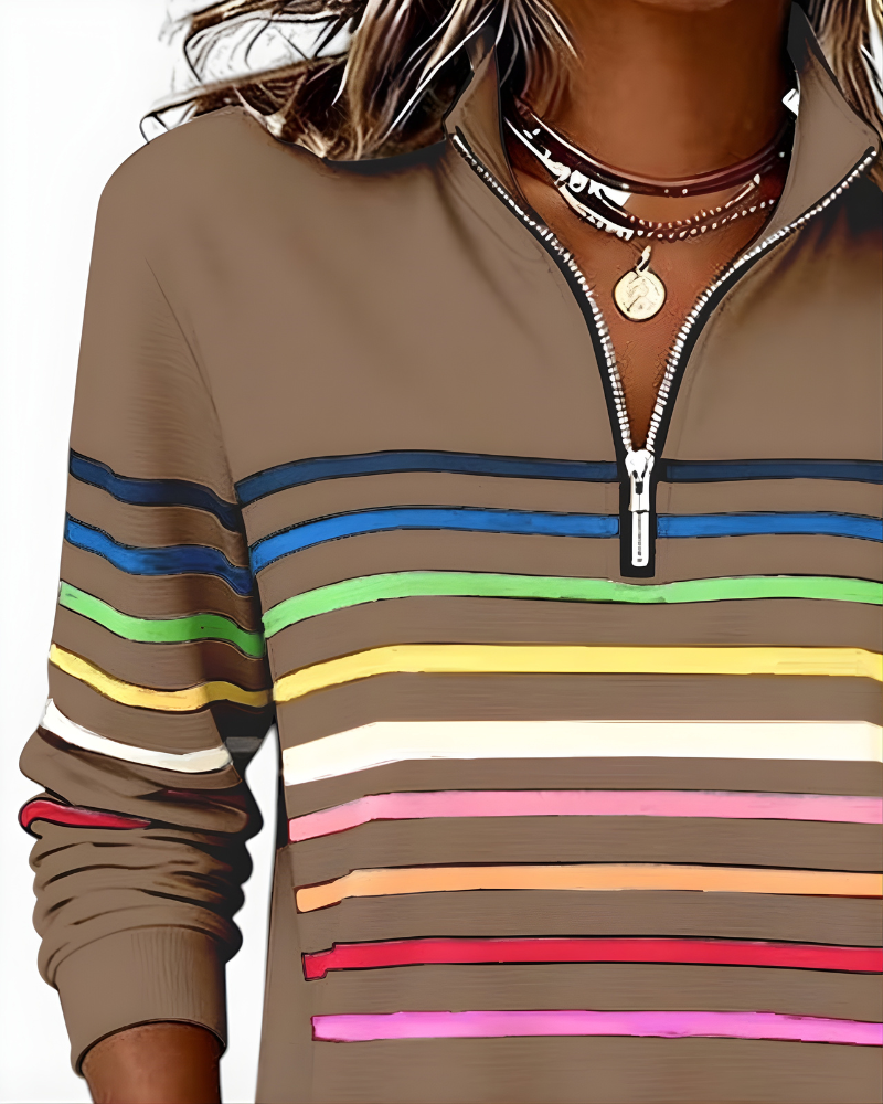 Raina | Striped Zip Hoodie