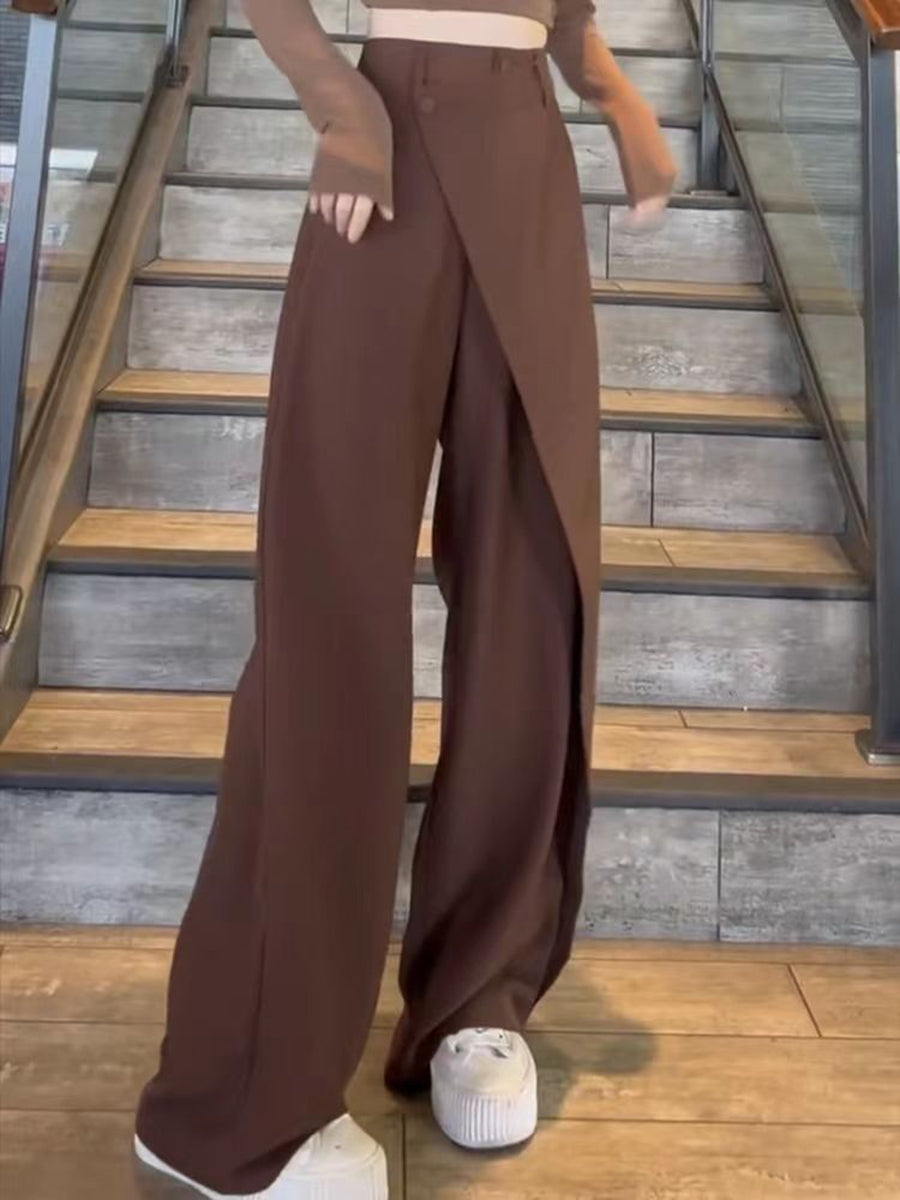 High-Waist Button-Detail Pants