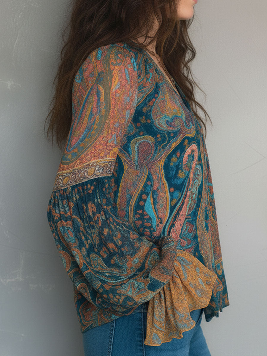 Selah | Boho Paisley Chiffon Blouse