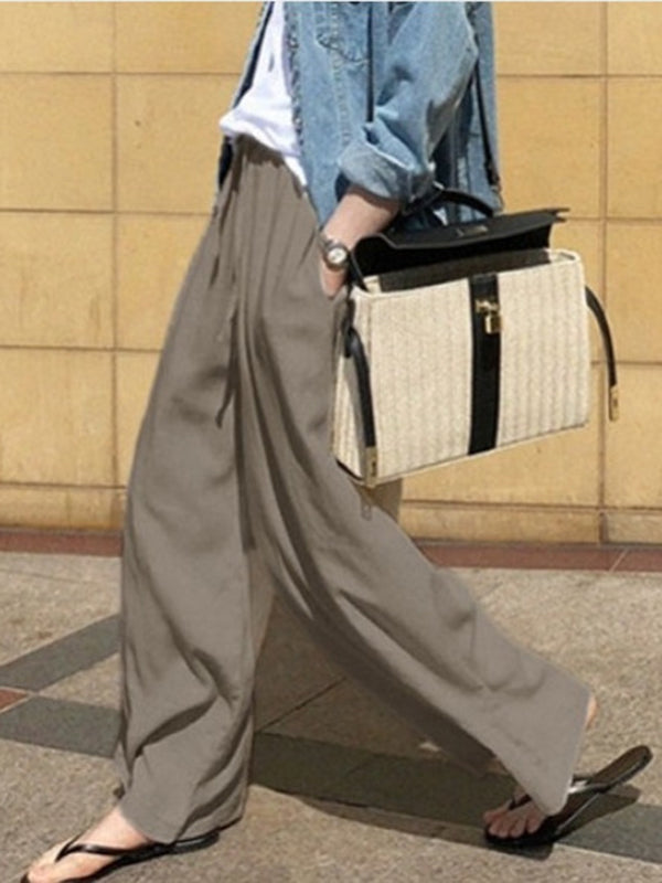 High-Waist Drawstring Pocket Relaxed Pants