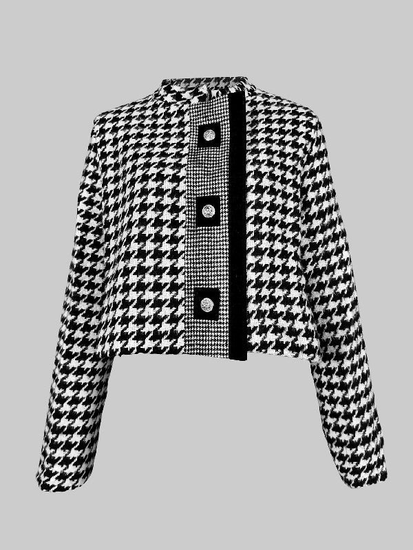 Printed Stand-Collar Long-Sleeve Relaxed Jacket