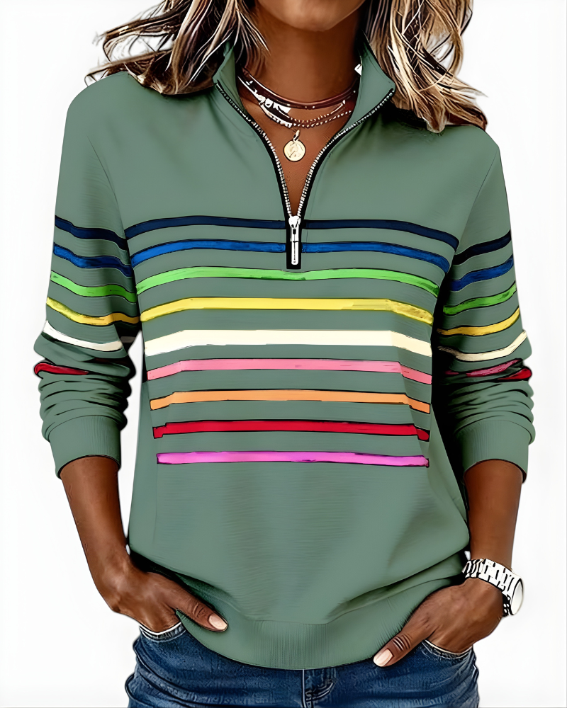 Raina | Striped Zip Hoodie