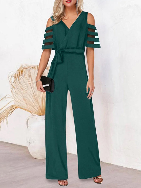 High-Waist V-Neck Cut-Out Relaxed Jumpsuit