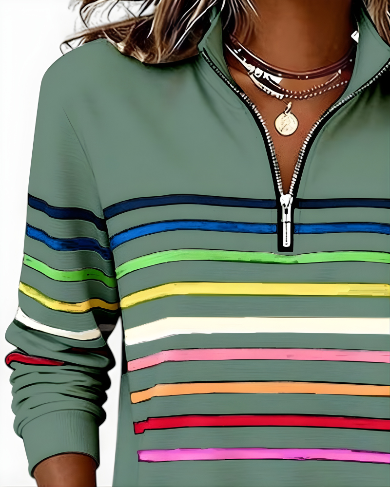 Raina | Striped Zip Hoodie