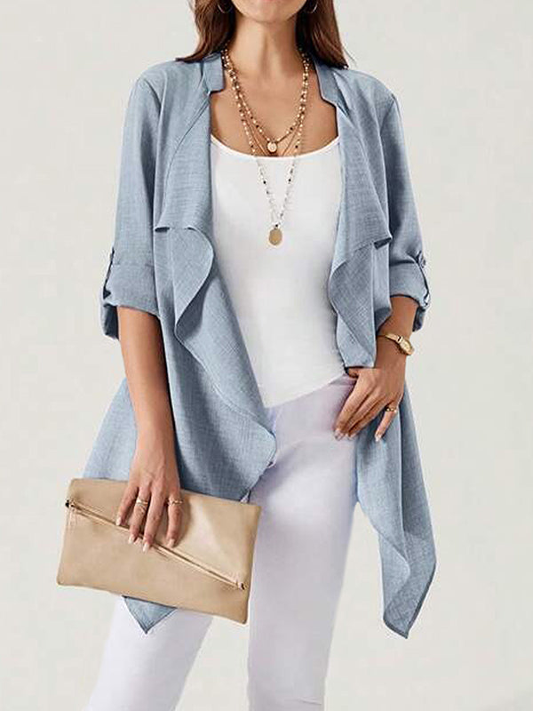 Button-Detail Long-Sleeve Relaxed Jacket