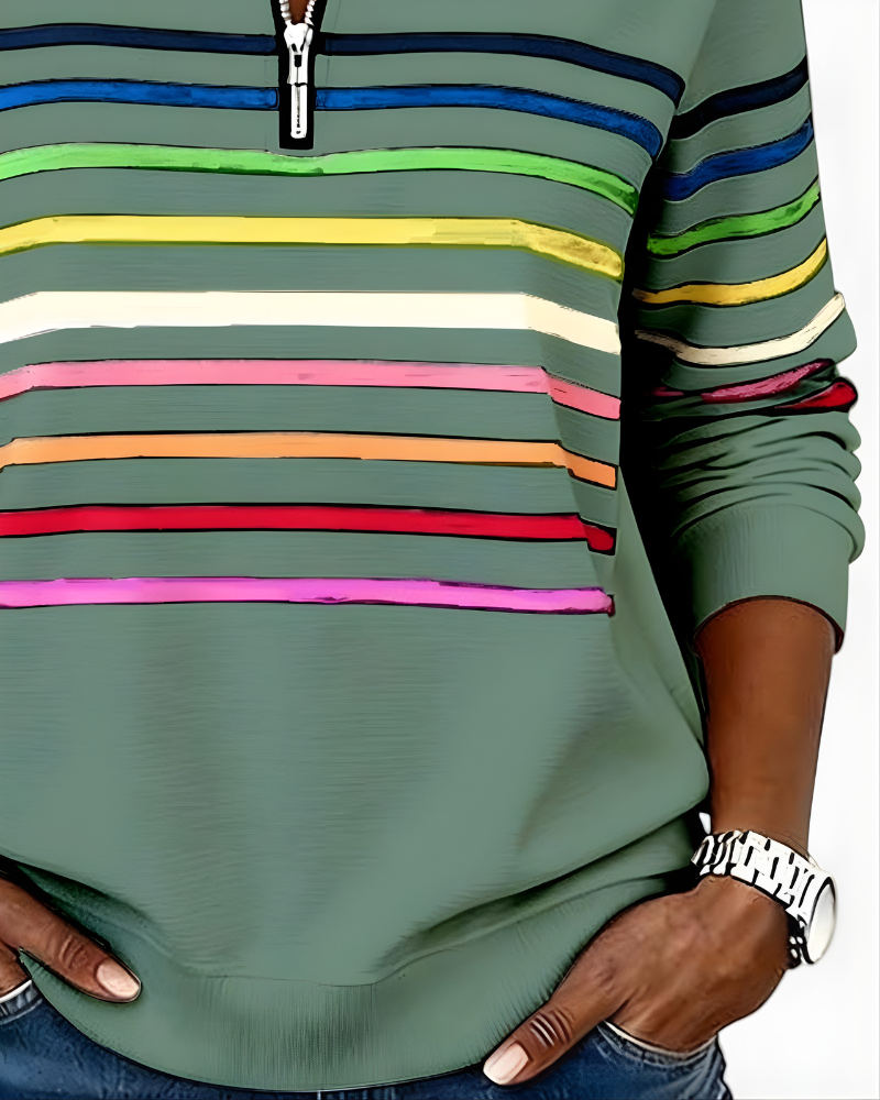 Raina | Striped Zip Hoodie