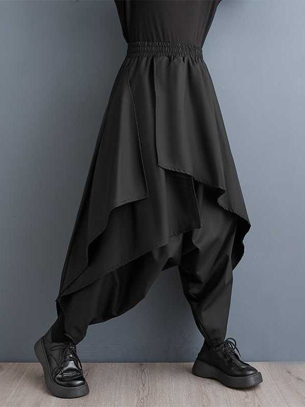 High-Waist Asymmetric Elastic Relaxed Culottes
