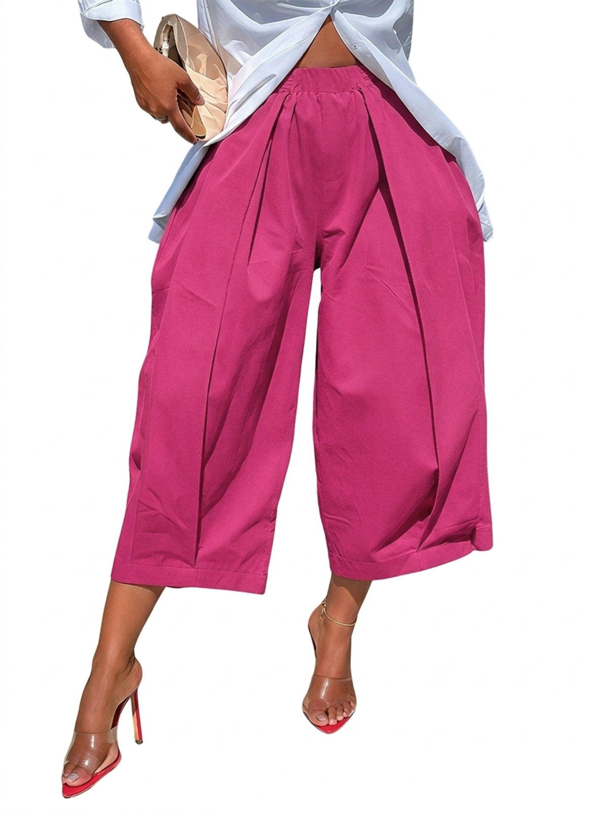 Wide-Leg Pleated Pocket Relaxed Pants