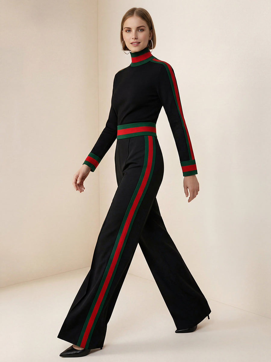 Striped Wide-Leg Pocket Relaxed Pants