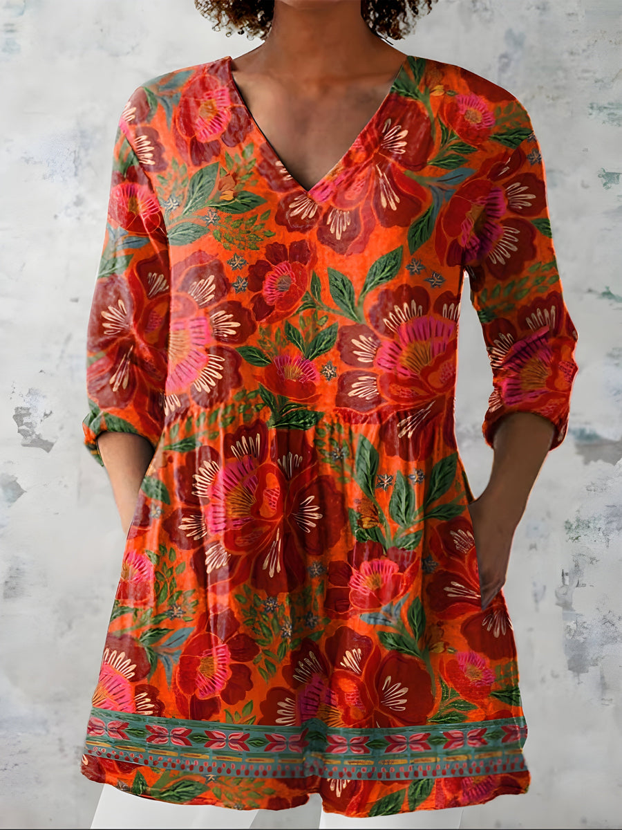 Priscilla | Long V-Neck Blouse