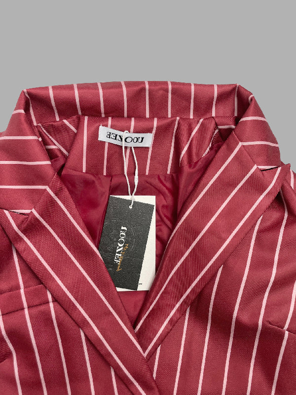 Striped Notch-Collar Long-Sleeve Relaxed Blazer