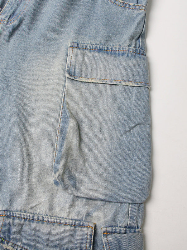 Wide-Leg High-Waist Button-Detail Pocket Jumpsuit