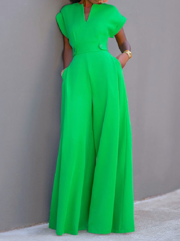Wide-Leg Cap-Sleeve Jumpsuit