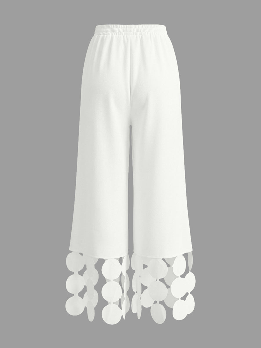 Wide-Leg Fringe Pants