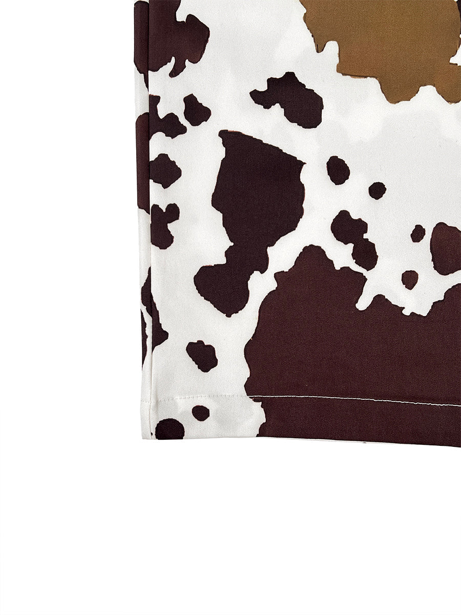 Printed High-Waist Contrast Pants