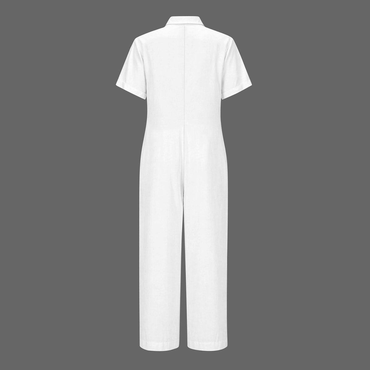 Button-Detail Short-Sleeve Relaxed Jumpsuit
