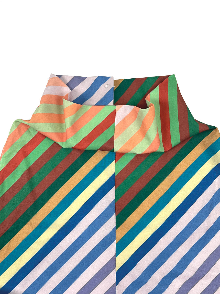 Striped Halter-Neck Open-Back Sleeveless Vest