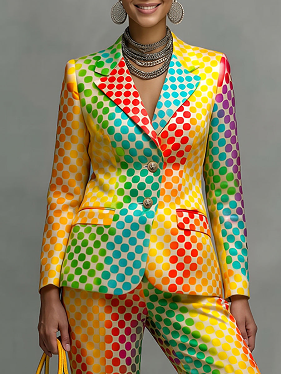 Notch-Collar Long-Sleeve Contrast Blazer