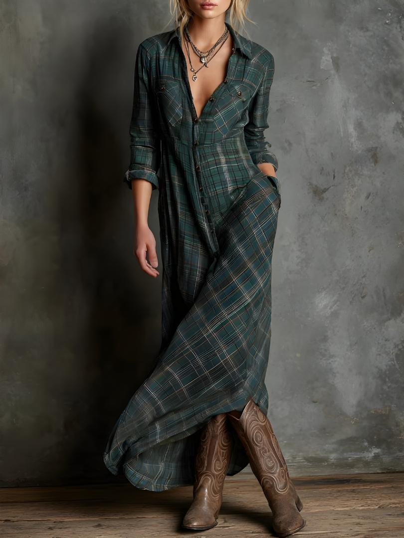 Cassandra | Plaid Maxi Dress