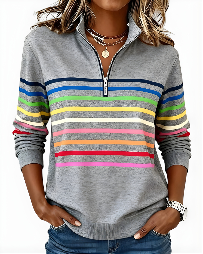 Raina | Striped Zip Hoodie