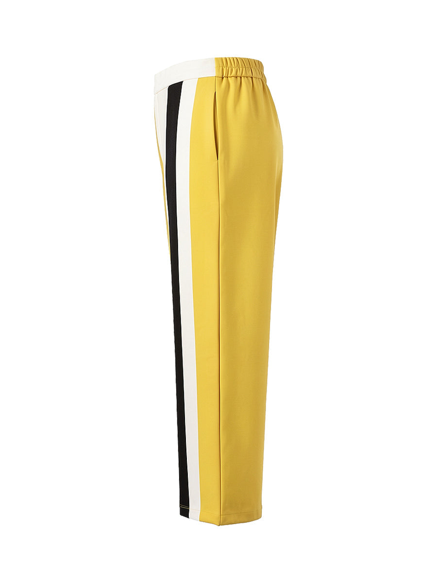 Striped High-Waist Pocket Contrast Pants