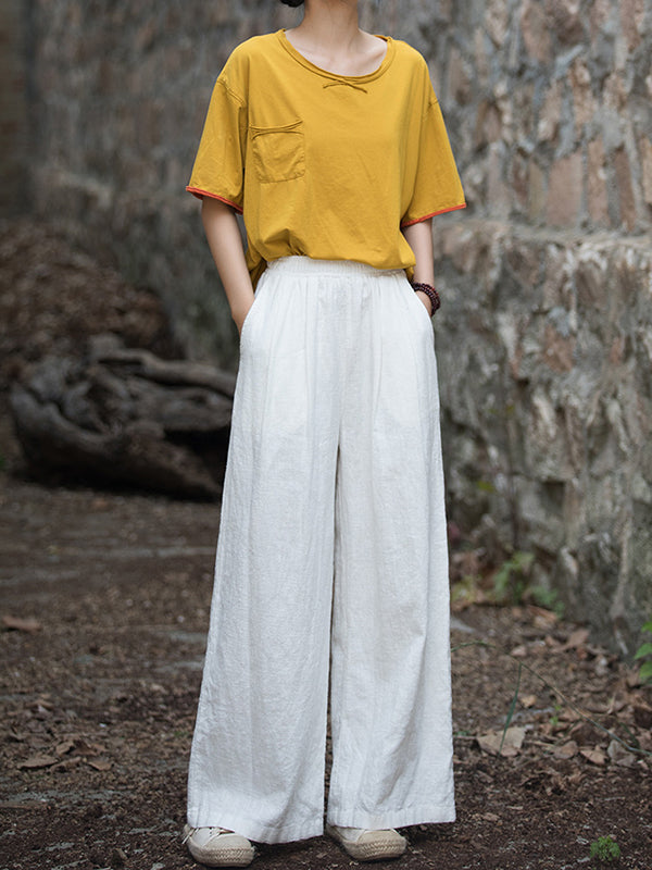Wide-Leg Elastic Pants