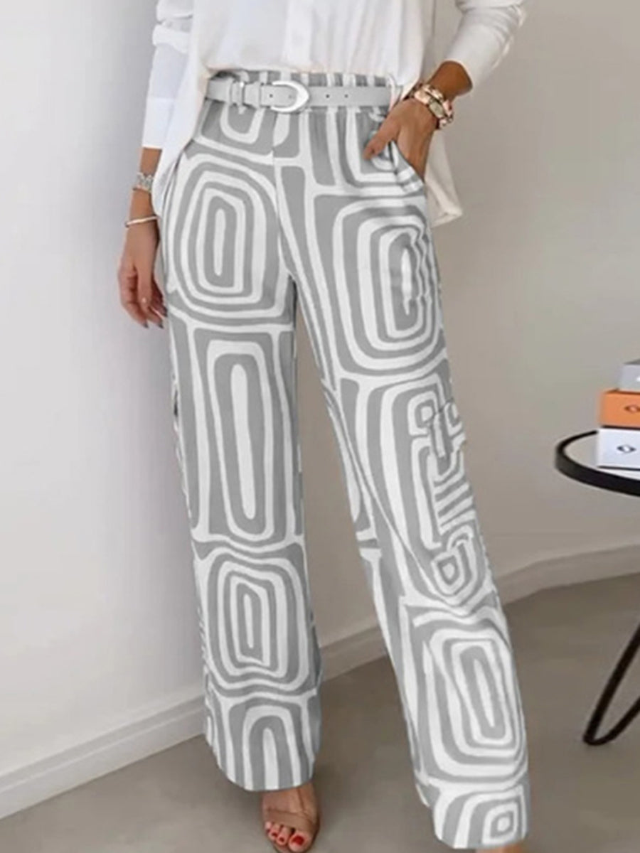 Printed Wide-Leg High-Waist Pocket Belt
