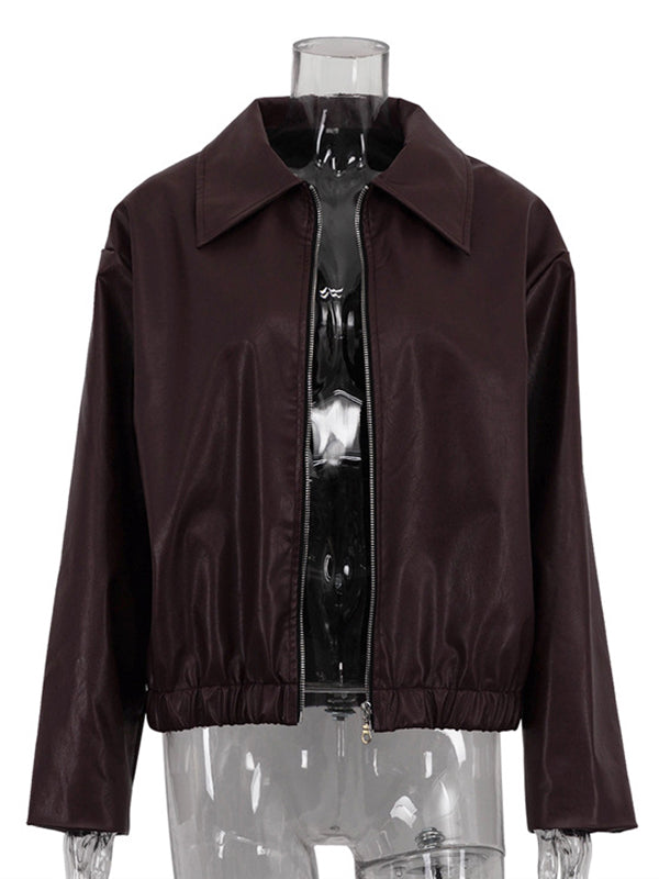 Zip Long-Sleeve Elastic Relaxed Jacket