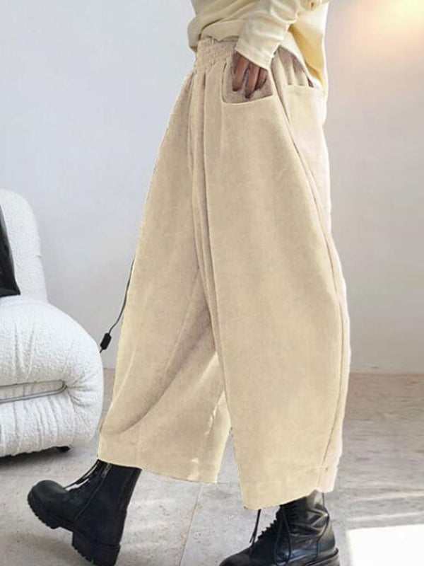 Wide-Leg Harem Elastic Pants