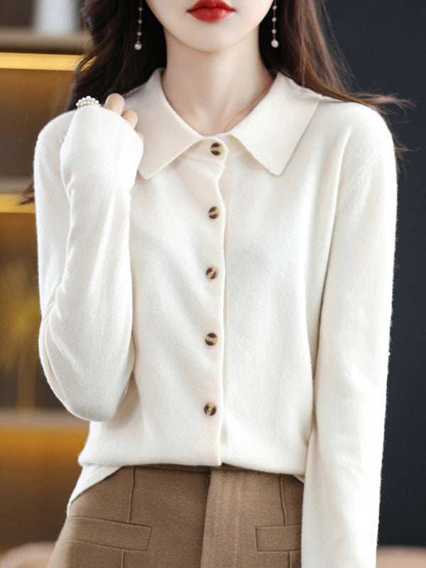 Button-Detail Long-Sleeve Relaxed Cardigan