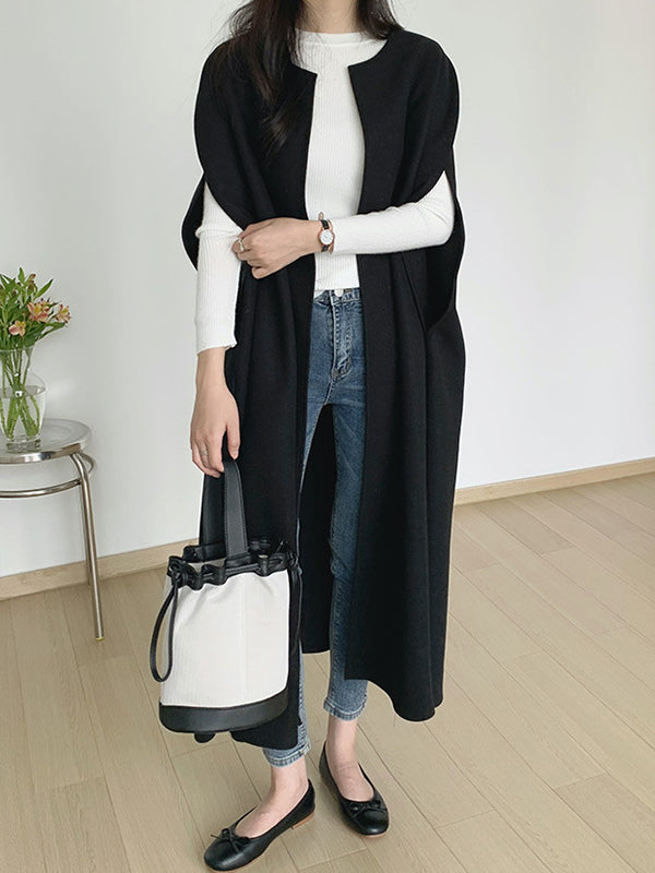 Round-Neck Sleeveless Relaxed Jacket