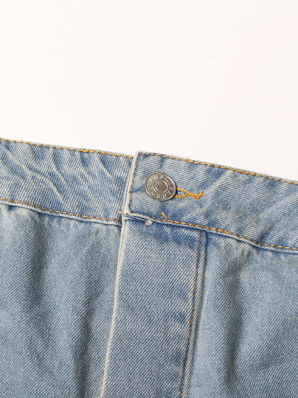 Wide-Leg High-Waist Button-Detail Pocket Jumpsuit