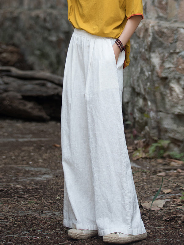 Wide-Leg Elastic Pants
