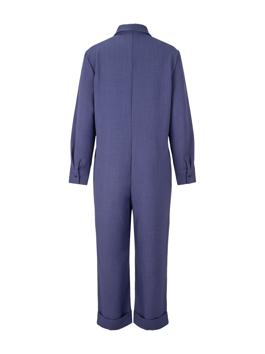 Zip Long-Sleeve Relaxed Jumpsuit