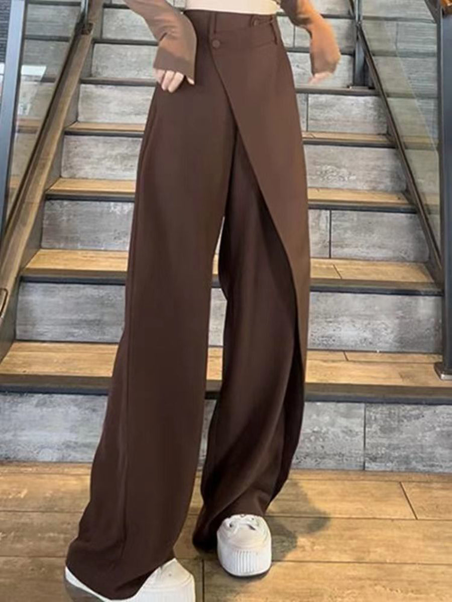 High-Waist Button-Detail Pants