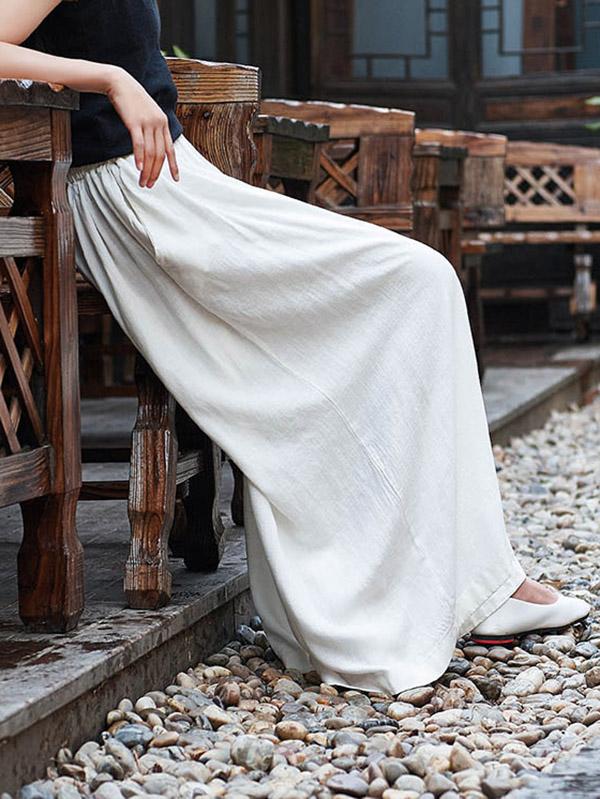 Linen Wide-Leg Relaxed Pants